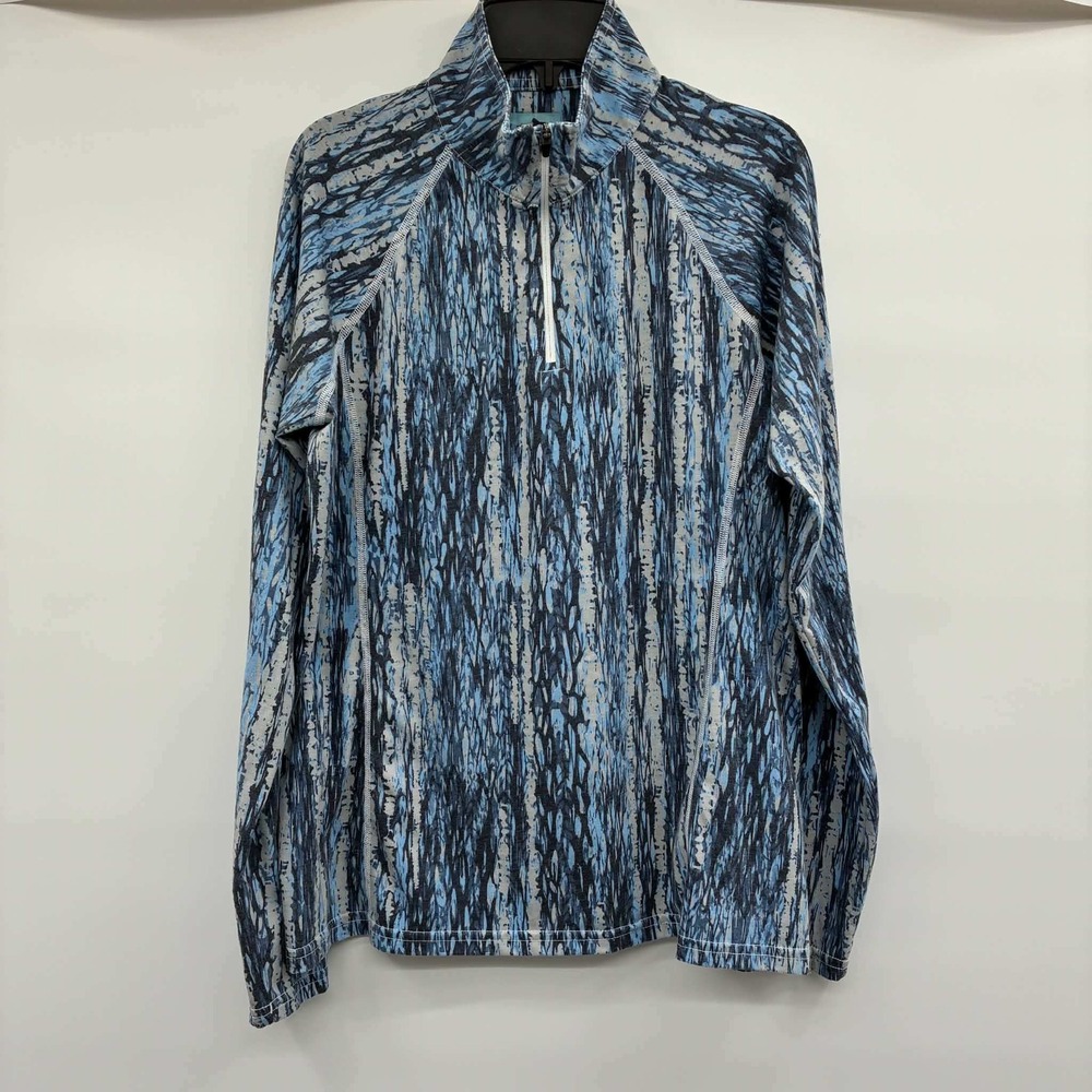 Orvis Womens Small Blue Abstract Print DriRelease 1/4 Zip Hiking Pullover Trail